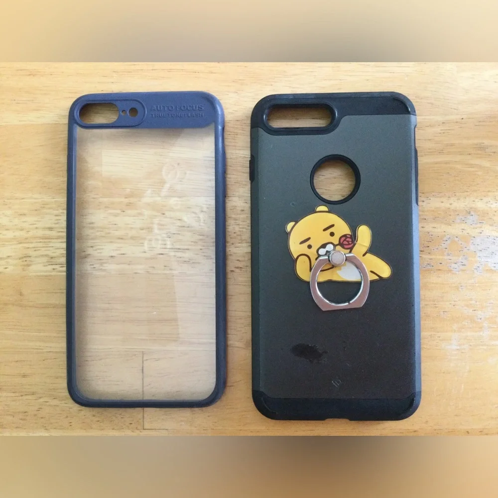 For iPhone 6 Plus | 7Plus| 8Plus Shockproof Metallic Slim Holder Case Cover 2PCs